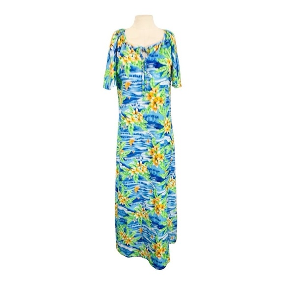 Hilo Hattie Short Sleeve Hawaiian Maxi Dress Size M/L - Picture 1 of 10